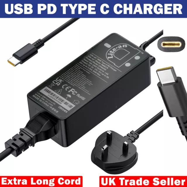 65W AC Adapter Charger For Lenovo Thinkpad T480 USB C Type Laptop Adaptor
