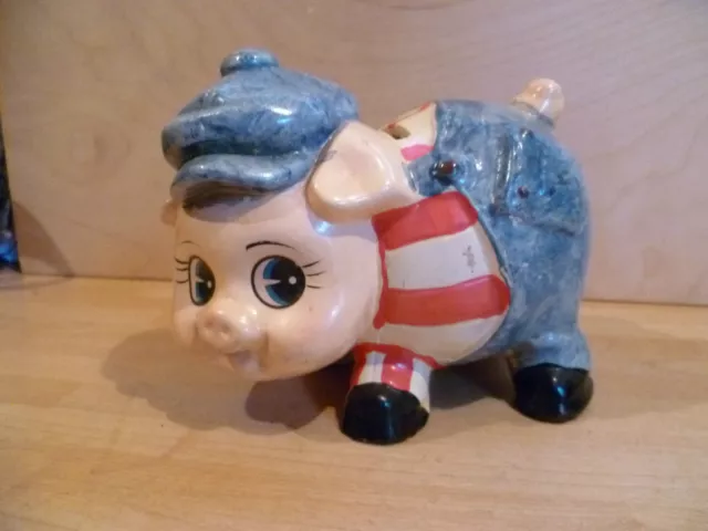 A Vintage French, Character Pig, Ceramic Piggy Bank / Ceramic Money Box