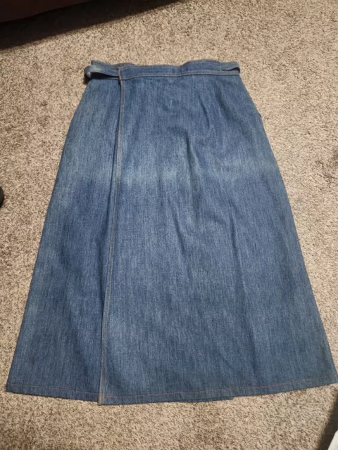 VTG 70S DISCO Levi's Blue Denim Jean True Wrap Skirt Pockets S/M ...