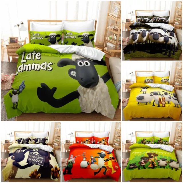 Shaun the Sheep Doona Duvet Cover+ Pillowcase Bedding Set Single Double Queen