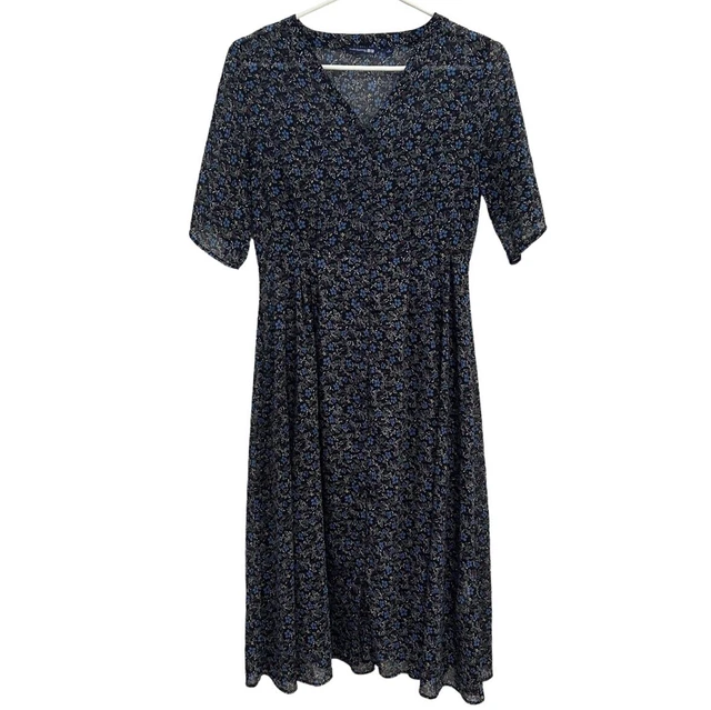 UNIQLO X STUDIO Sanderson Ditsy Floral ButtonUp Chiffon Midi Dress Size  Medium $24.99