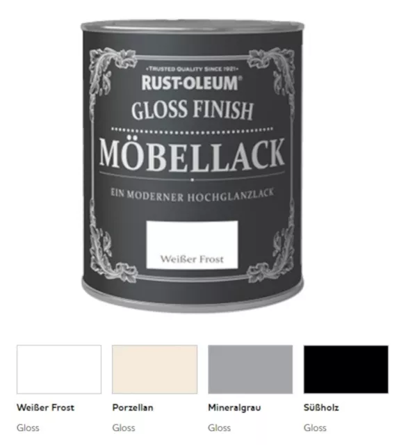 Rust Oleum Möbellack Gloss Finish 750ml Möbelfarbe Holzlack Farbwahl