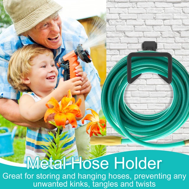thumbnail image 2 of Generic Metal Garden Hose Holder - Heavy Duty Hose Hanger Wall Mounted Water Hose Holder For Outside Yard, Durable Hose Reel Hose Hooks For Water Hose (2 Pcs, Black) | Best Price 2 of 12