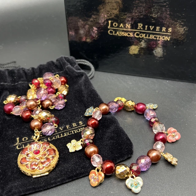 Joan Rivers Victorian Language Of The Flowers Charm Locket Necklace Bracelet Set
