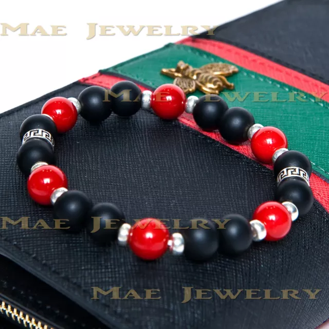 8mm Famous Brand Style Bracelet Onyx/Jade stone s925 Sterling Silver.