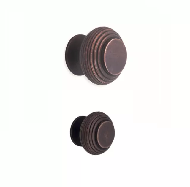 Solid Brass Antique Beehive Cupboard Drawer Cabinet Knobs 2 Sizes Aged Bronze