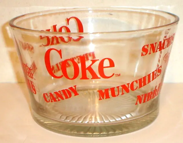 Vintage Coca-Cola / Coke Heavy Glass Candy Snacks Pretzels Popcorn Nibbles Bowl