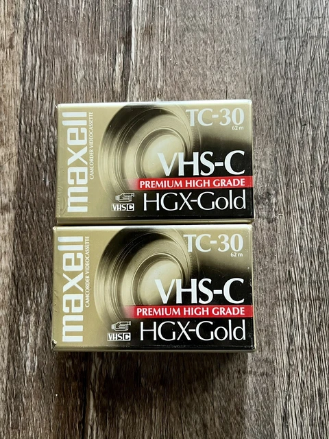 Paquete de 2 Maxell VHS-C TC-30 HGX Dorado Premium Alto Grado -Nuevo-