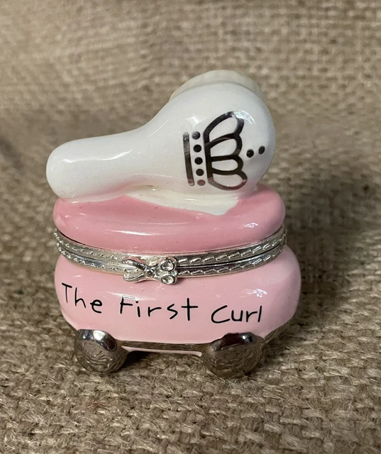Mud Pie Baby Girl Princess First Curl  Ceramic Keepsake Box