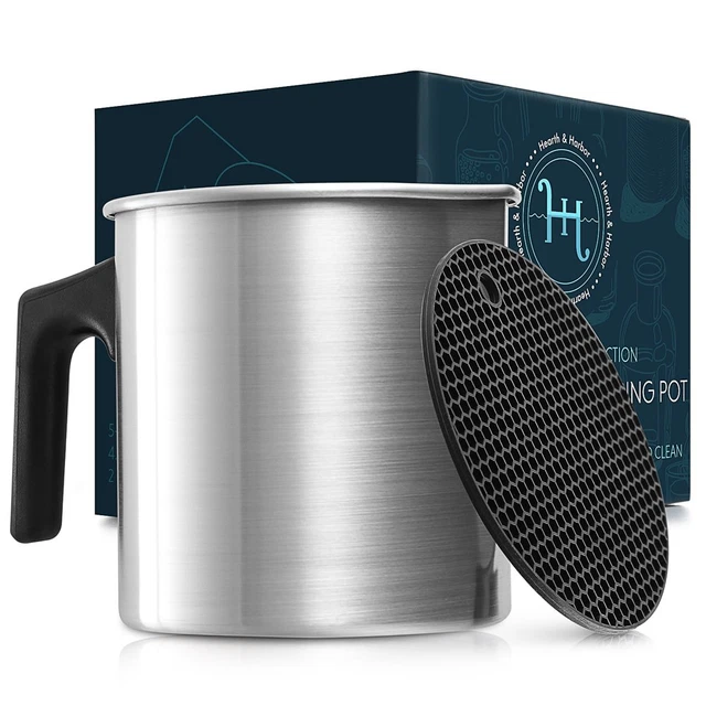 2 lb vela que hace olla de vertido y estera de silicona Trivet con mango resistente al calor