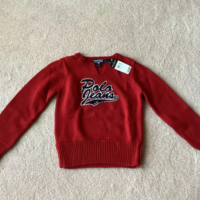 Nwt Polo Jeans Company Ralph Lauren Girls Pullover Red Sweater, Medium,Red