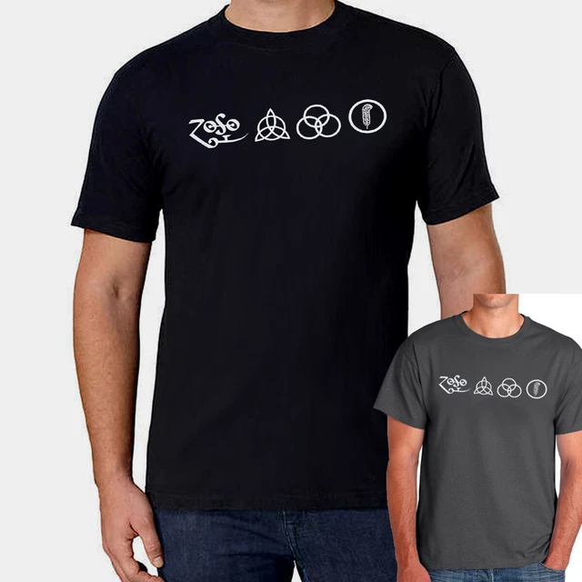 T-shirt Led Zeppelin Logo & Symbols - Homme, Noir, Manches Courtes, Coupe Regular