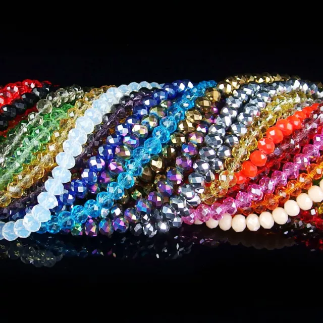 100 Pcs Czech crystal faceted rondelle spacer beads 2x3 3x4 4x6 6x8 8x10mm DIY