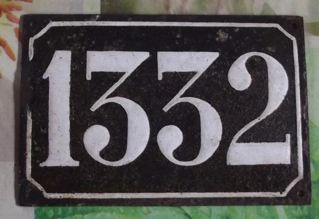 Grande Old Black French House Number 1332 Door Gate da Parete Piatto D Metallo+