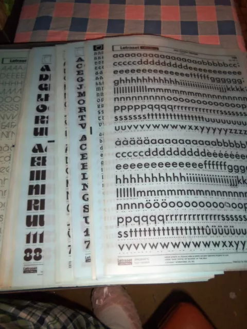 hh. NOS Letraset Lettering 10 x 15 Sheet Various Fonts Sizes Use Drop-Down Box