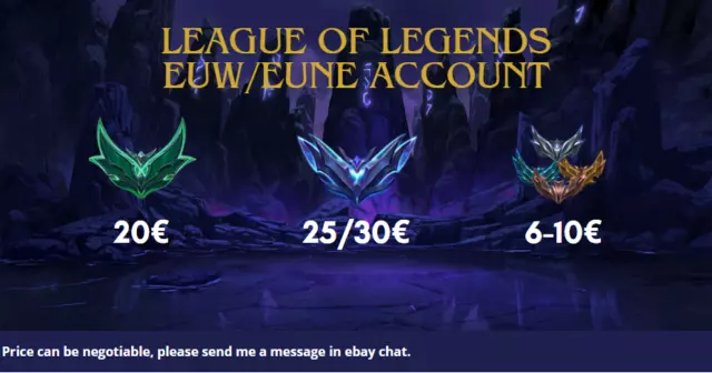 🔵 League of Legends CHEAP DIAMOND ACCOUNT 🔵 EUW/EUNE 🔵 CHANGEABLE EMAIL 🔵