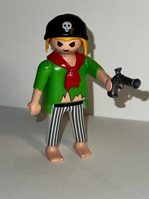 Figurine Playmobil Pirate - Homme Blond Mal Rasé Chemise Verte Foulard Rouge - Pièce 5137 - Occasion