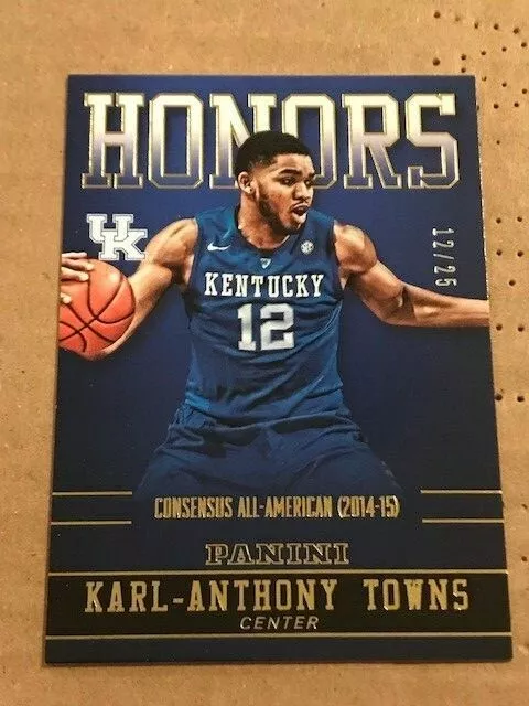 KARL-ANTHONY TOWNS 2016 Panini Collegiate KENTUCKY Honors GOLD 12/25 12=Jersey #