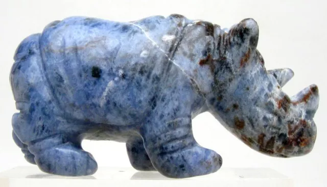 RHINOCEROS SODALITE LAPIS Animal Carving Figurine Gemstone Crystal Healing