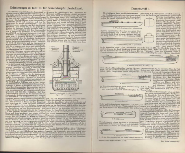 Lithografie 1907: Dampfschiff I/II. Der Schnelldampfer "Deutschland". Schiffe