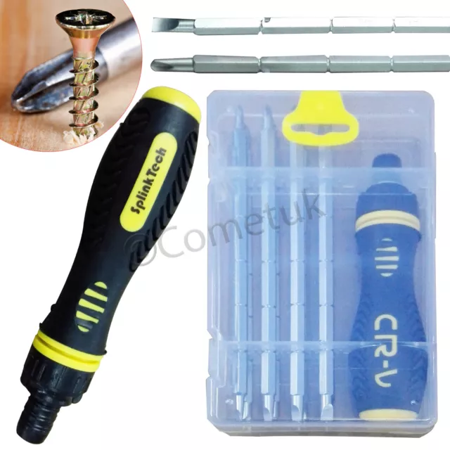 8 Pcs Adjustable Phillips Screwdriver Tool Set Durable Slotted Torx Bit Ratchet