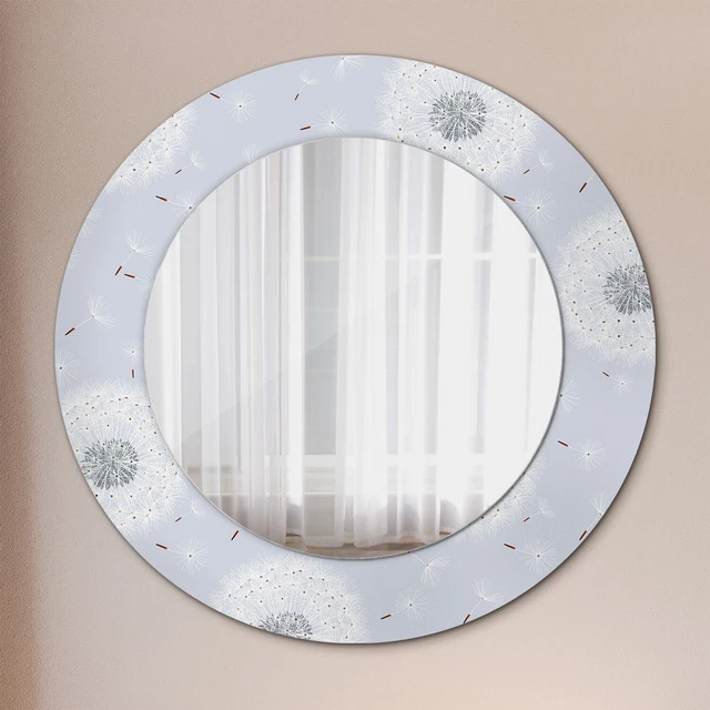 Miroir Mural Rond Avec Cadre En Verre - Motif Radial, Plusieurs Tailles (50 à 100cm)