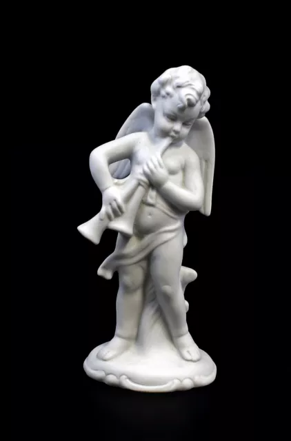 9942821-ds wagner&apel Porcelana Figura Ángel Putto Flauta Blanco H14cm