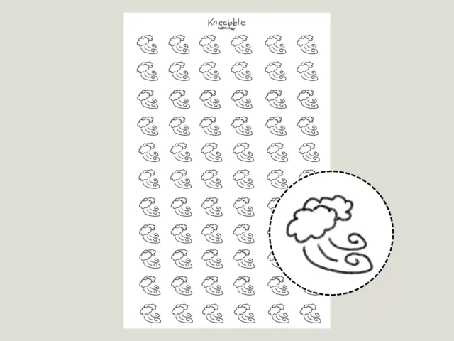 Windy Cloud Stickers | 66 Stickers | 0.8cm | Weather Planner Stickers