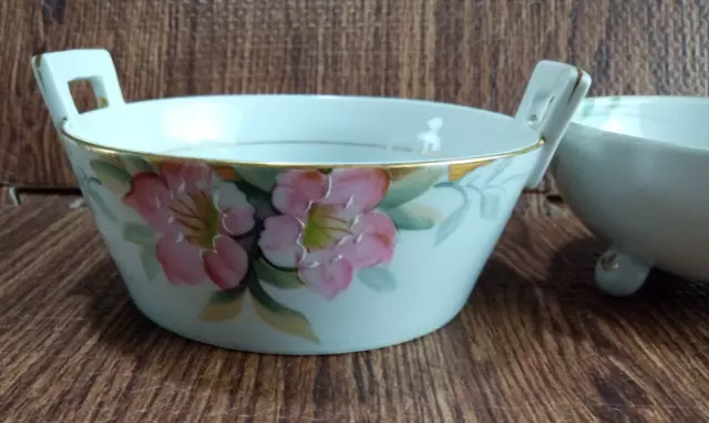 Noritake Bone China Butter Tub Azalea Pattern 5 x2 & 3 Footed Sauce Bowl W Spoon 2