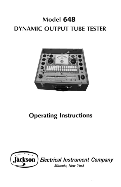 Jackson 648 Improved Tube Tester Manual with Tube Test Data