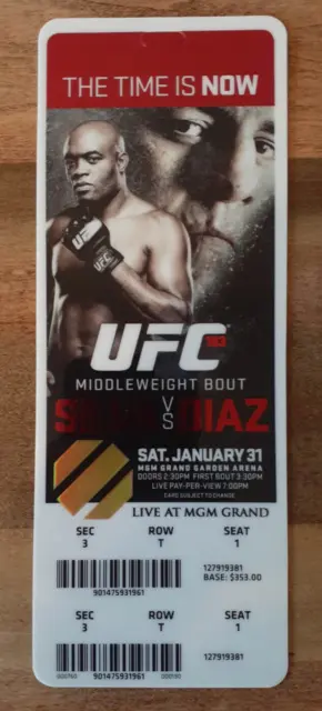 UFC 183 authentic VIP Ticket Full MMA Anderson Silva Nick Diaz MMA Champion