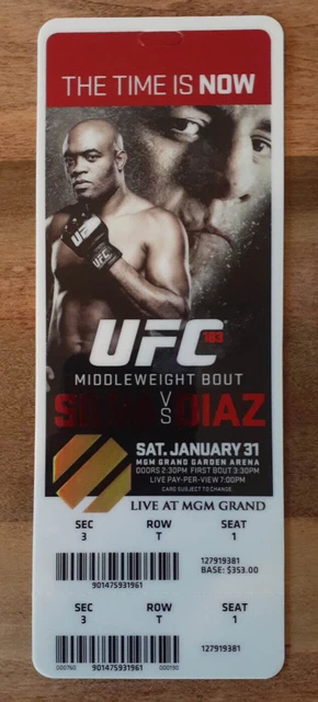 UFC 183 authentic VIP Ticket Full MMA Anderson Silva Nick Diaz MMA Champion