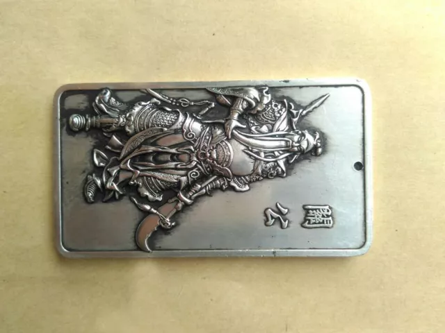 China Tibetan silver Carving Guan Gong Yu Warrior God Amulet Pendant Guangong 2