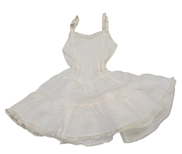 Vintage Childrens Girl Size 10 Full Slip With Ruffle Skirting