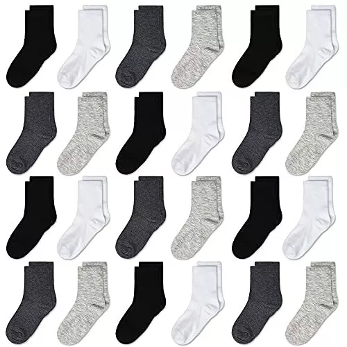 6-12 Pairs Kids Baby Plain Crew Mid Calf Socks Toddler Boy Girl Casual Size 2-8