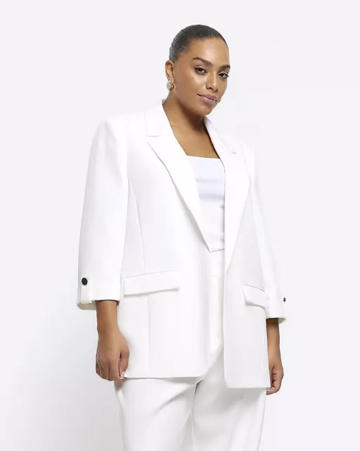 River Island Womens White Polyester Blazer Size 22