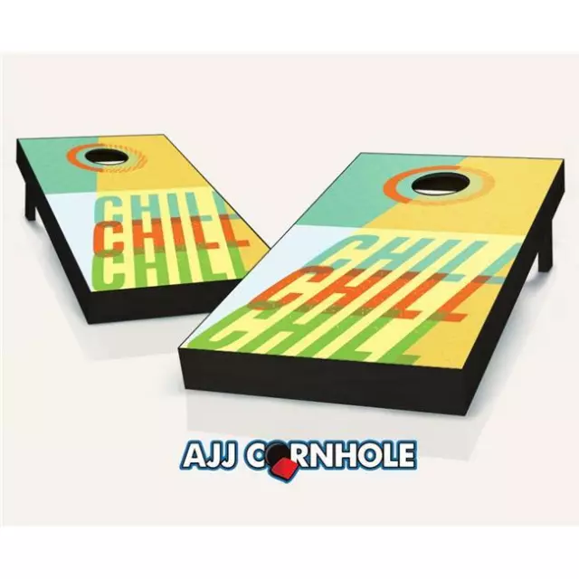 AJJCornhole 107-Chill Chill Theme Cornhole Set with Bags - 8 x 24 x 48 in.