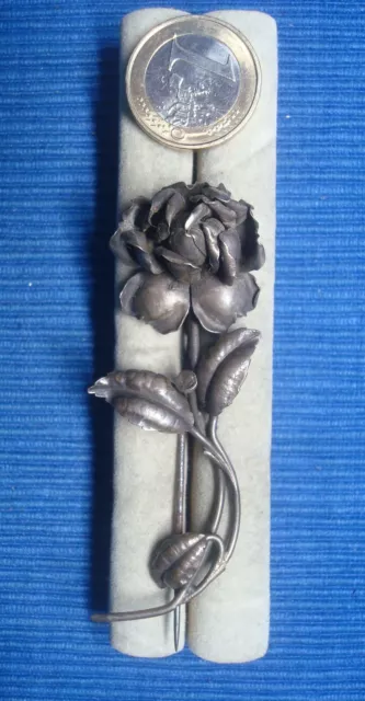 B30 Broche Ancienne Métal Argenté ou Argent L'Excellence Fleur Rose Lot Bijou