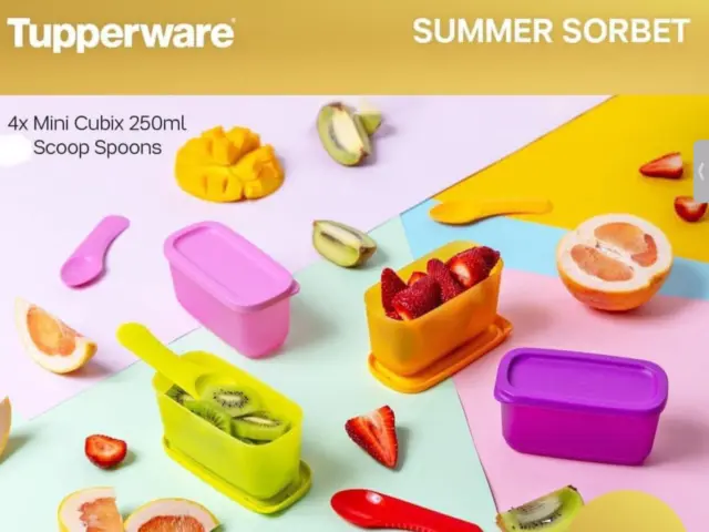 Tupperware Mini Redtangle Cubix Set of 4 Plus Scoops - Brand New