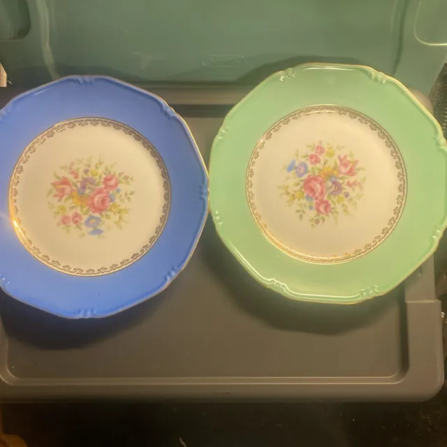 Set 4 Vintage Thomas Bavaria Porcelain HandPainted Floral 8.25” Plates