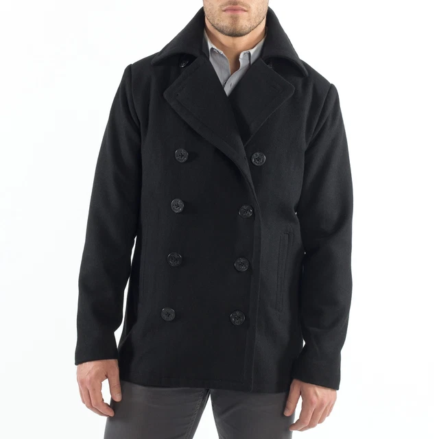 Alpine Swiss Mason Mens Wool Blend Pea Coat Jacket Double Breasted Dress Coat