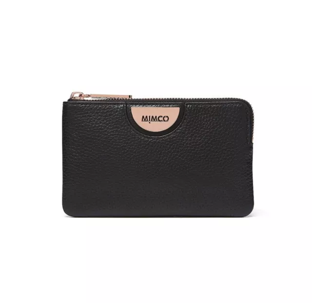 Mimco Echo Matt Black Small Rose Gold Pouch Wallet • Authentic • Brand New