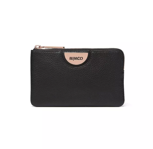Mimco Echo Matt Black Small RoseGold Pouch Wallet • Authentic • Brand New