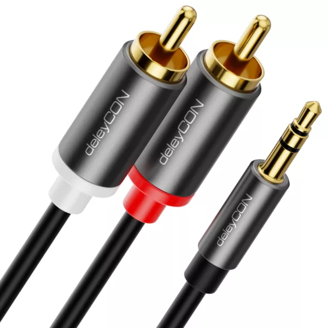 1m 3,5mm Klinke auf 2x Cinch RCA Stecker Cinch zu AUX Klinke Audio HiFi Kabel