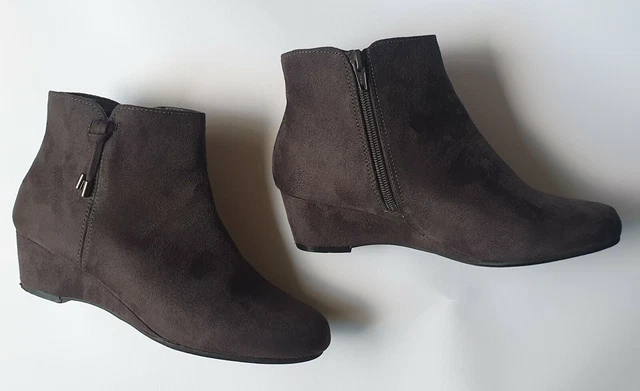DEBENHAMS GOOD FOR The Sole Brown Faux Suede Wedge Ankle Boots