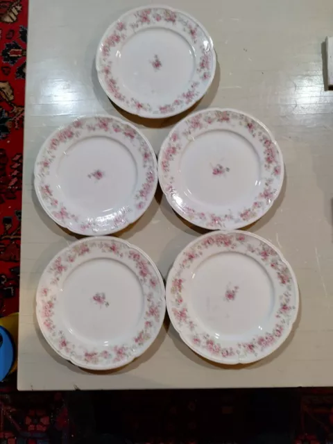 Set of 5 Theodore Haviland Porcelaine LIMOGES France 8" Dessert/Salad Plates