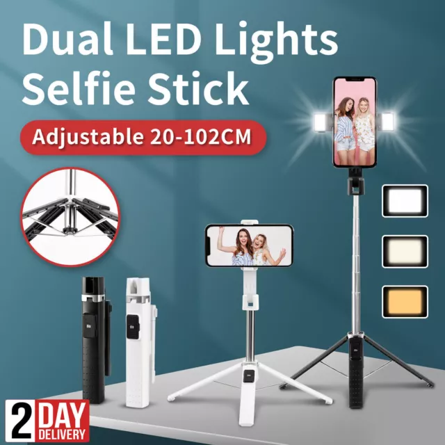 Selfie Stick Tripod Light Phone Holder Stand Remote Bluetooth For iPhone Samsung