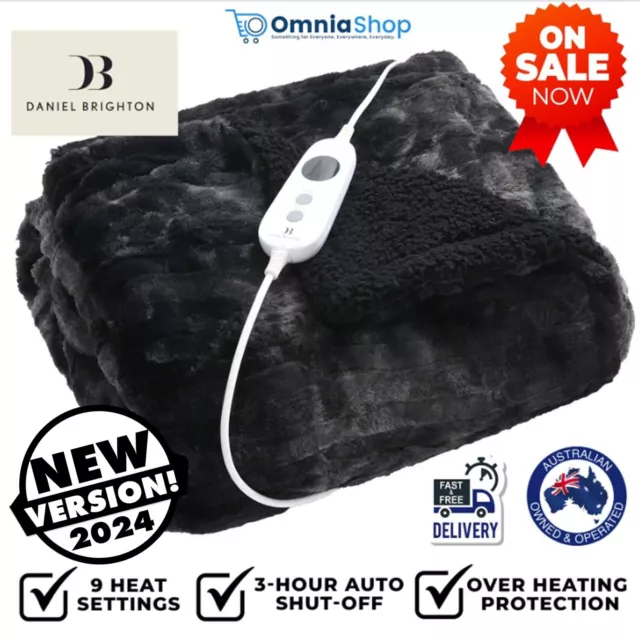 Daniel Brighton Faux Fur Heated Throw 160x130cm 9-Heat Warm Reversible Blanket