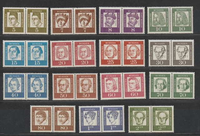 Berlin Mi.-Nr. 199/213 waager. Paare Bedeutende Deutsche 1961 postfrisch