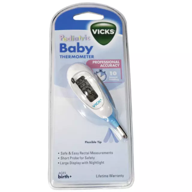 Vicks Thermometer Pediatric Baby With Flexible Tip & Waterproof Design V934 New